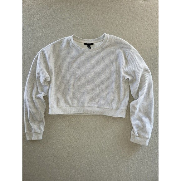 Forever 21 Tops - Forever 21 Size Medium Gray Ribbed Cropped Sweatshirt